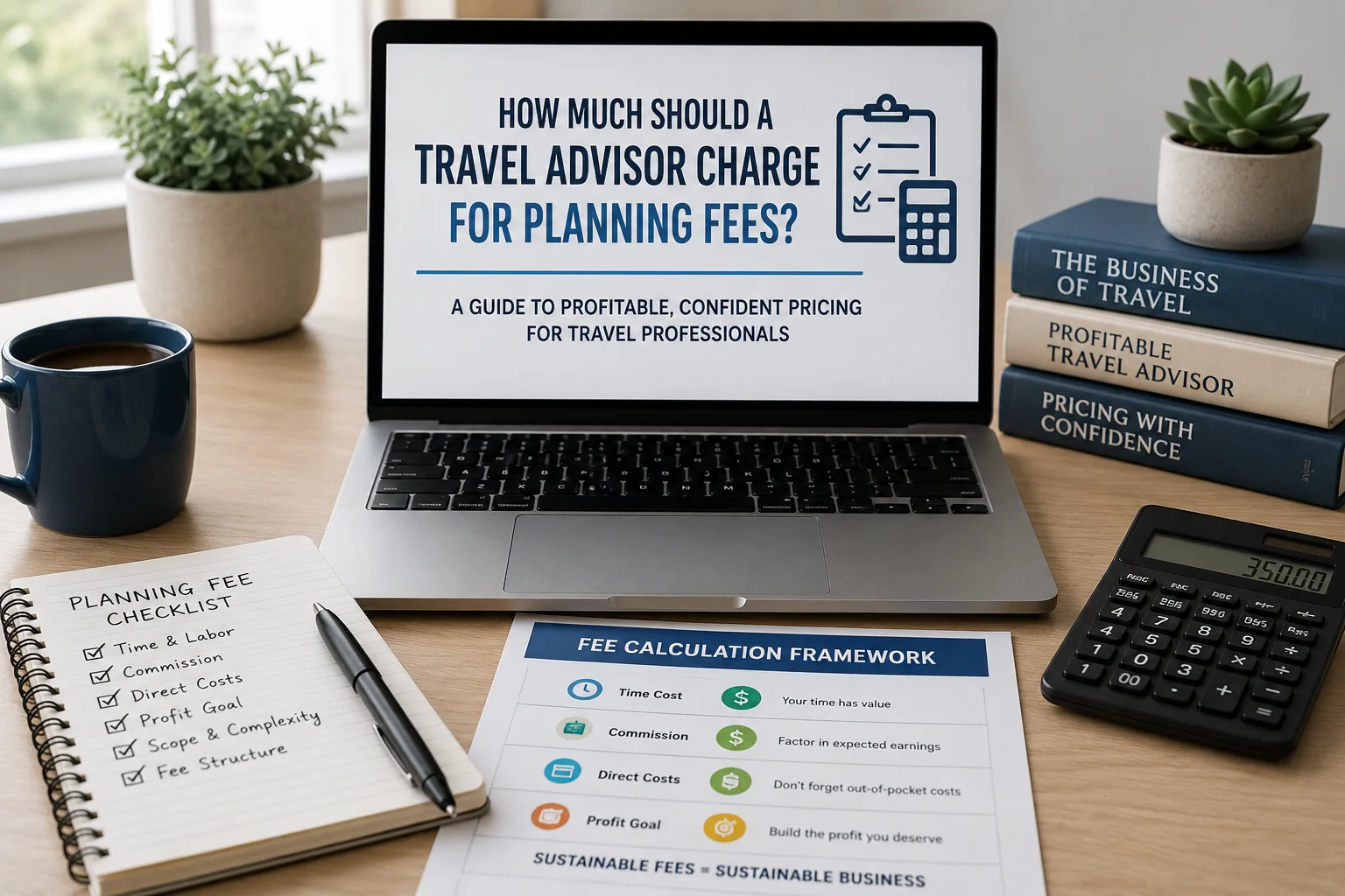 Travel advisor fee calculation framework for sustainable and profitable planning fees